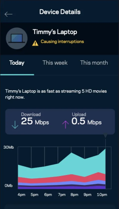 Linksys Smart Wifi app screen 2