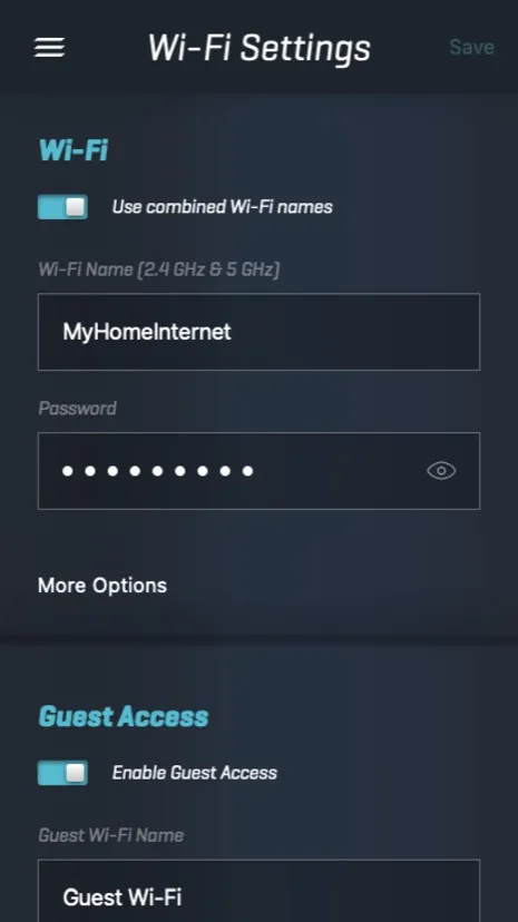 Linksys Venom app screen 1