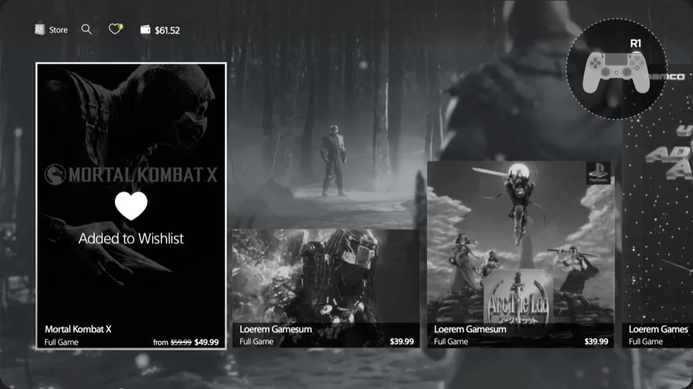 PlayStation console store, library
