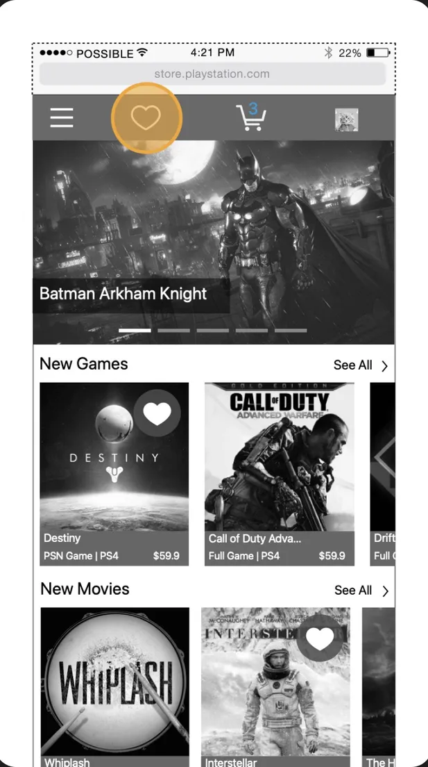 PlayStation mobile app screen 1