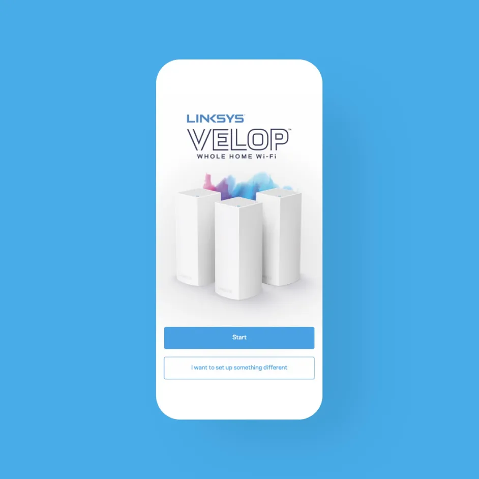 Velop app screen 1